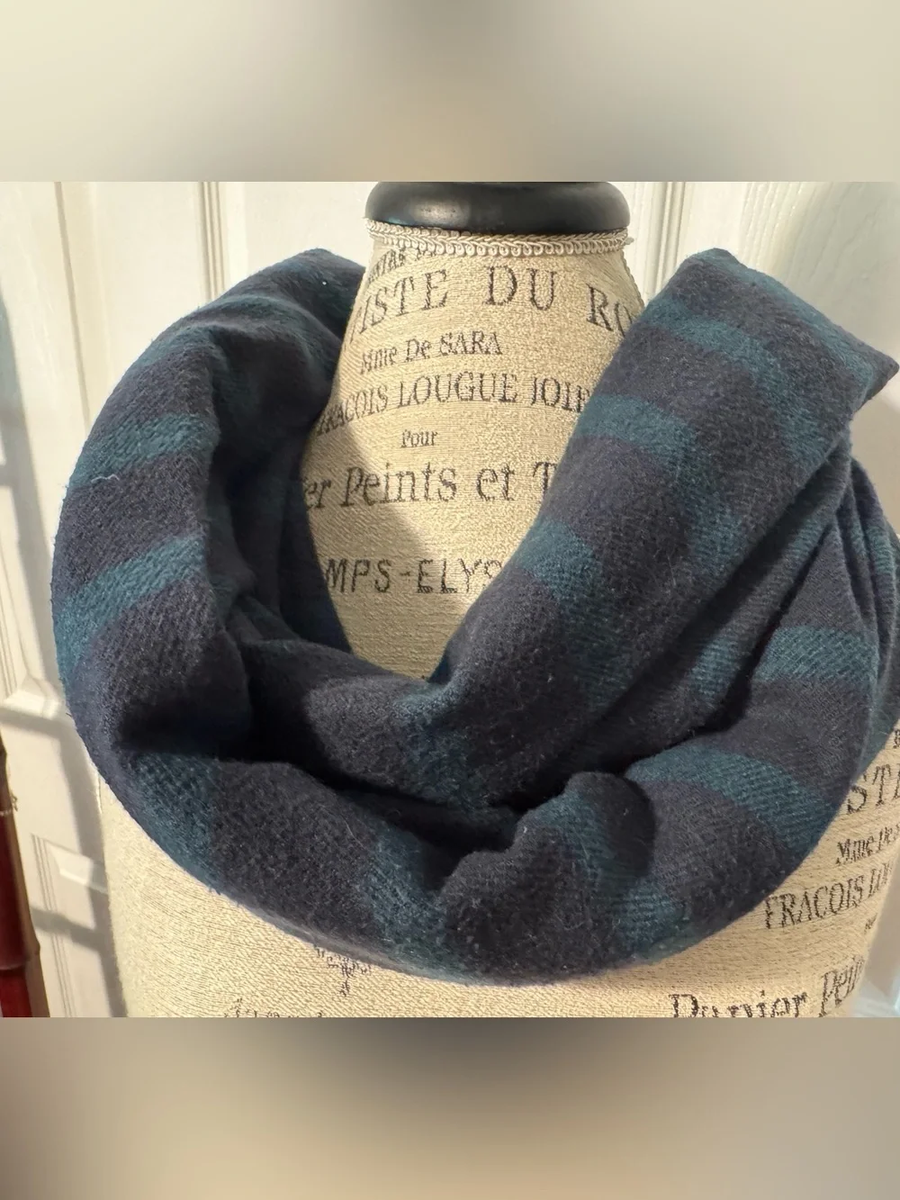 Navy and Dark Green Teal Plaid Scarf